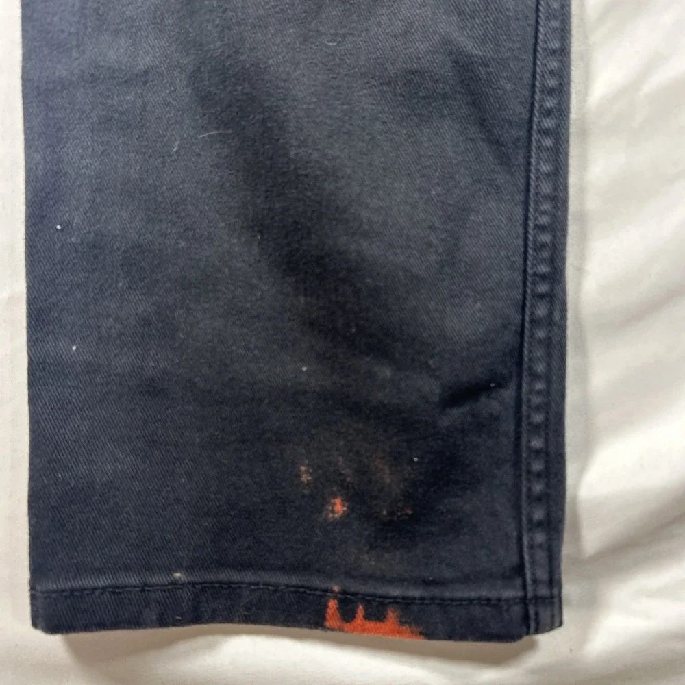 Levi’s 514 Jeans Mens Size 34x30 Black Straight Fit White Tab 5 Pocket Stain !